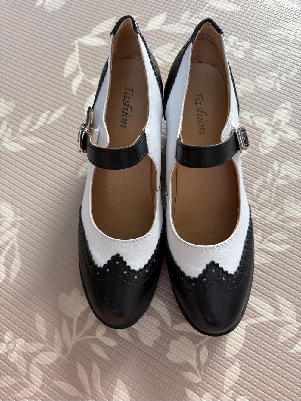 Black and White Fashion Mary Jane chunky heel platform shoe for Women size 11